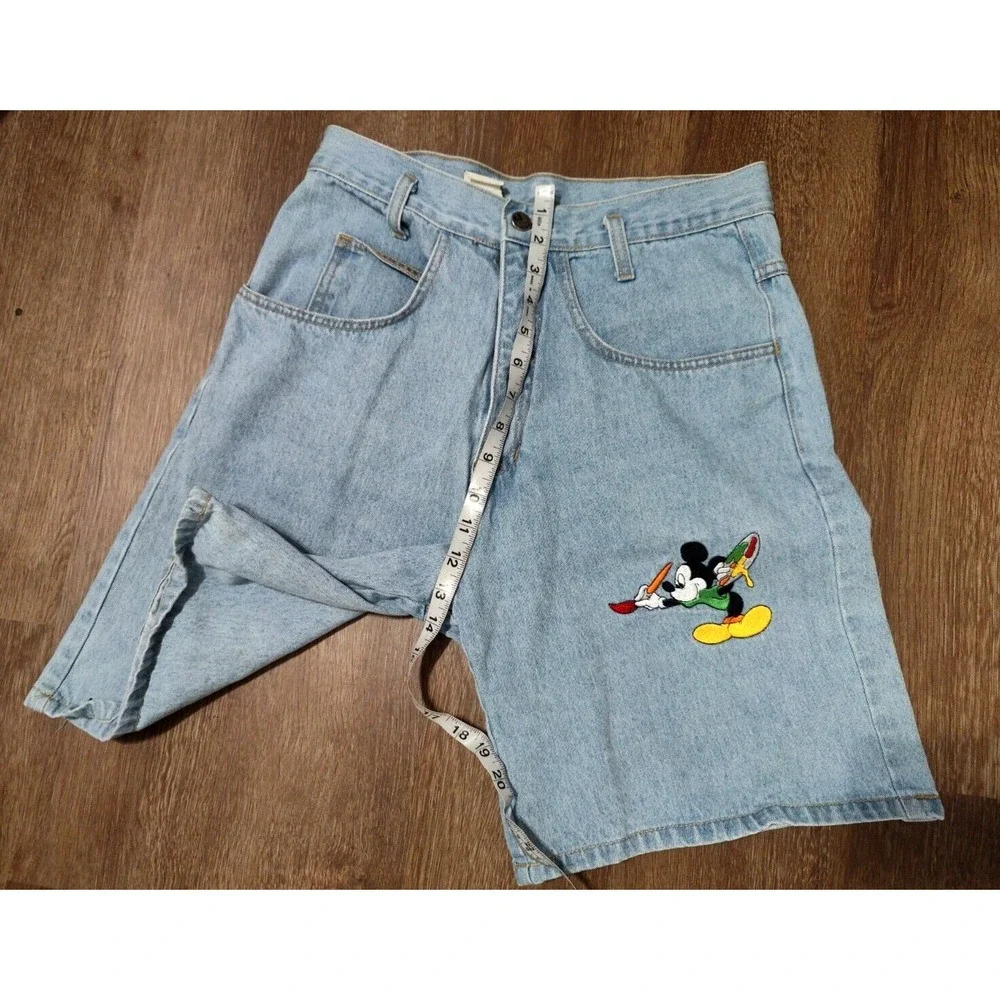 Vintage Mickey Unlimited Denim Shorts Adult Medium Disney Jerry Leigh Embroider‎